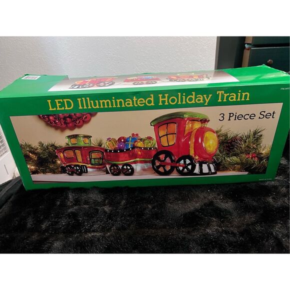 LED Illuminated Holiday Train 3-piece Set Christmas candy